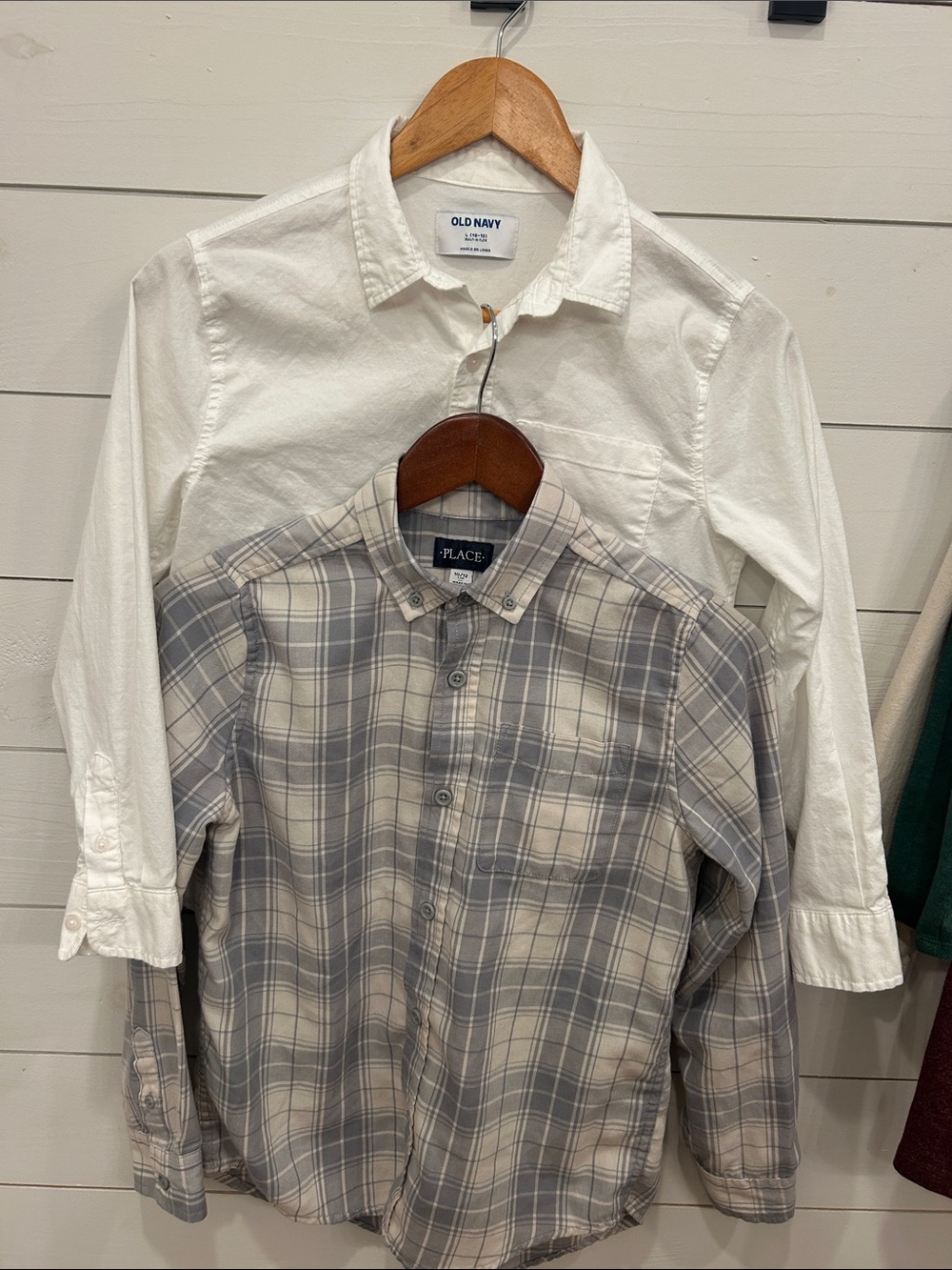 Assorted Boys L-10/12 Long-Sleeve Tops - Green, Maroon, Cream, White, Plaid - Picture 2 of 16